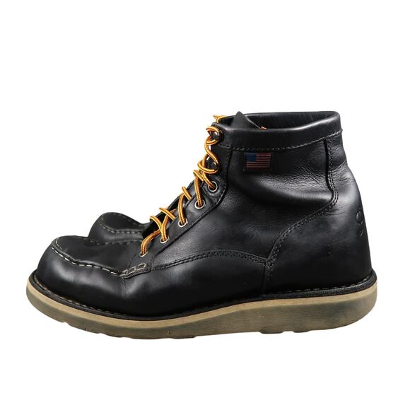 Danner Shoes Mens 10 EE Boots Leather Work Biker Bull Run Moc Toe 6" Black Shine - Picture 4 of 14